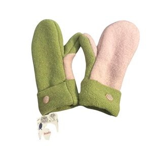 Beads Etc handmade felted upcycled mittens pink green